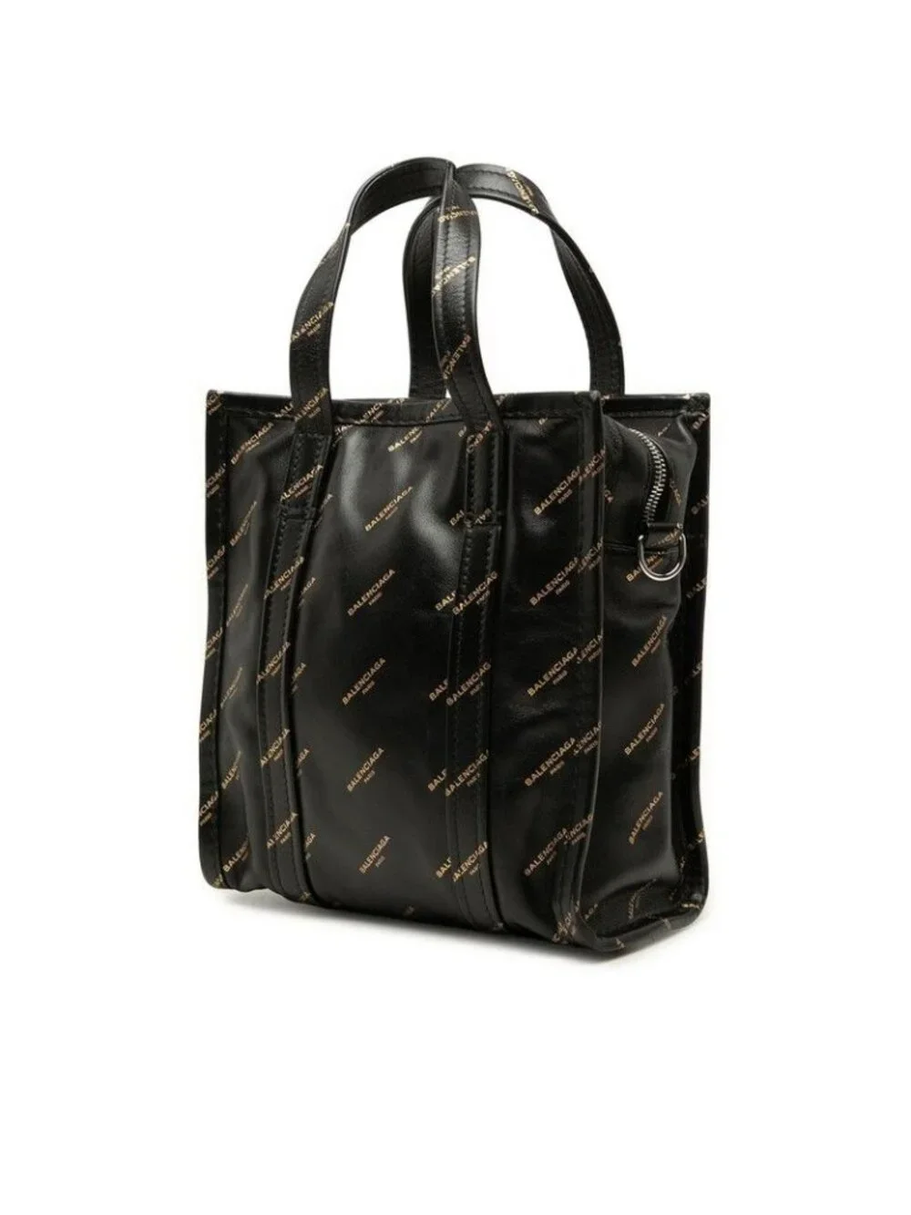Balenciaga Logo Tote Shoulder Bag 2-Way Black Leather